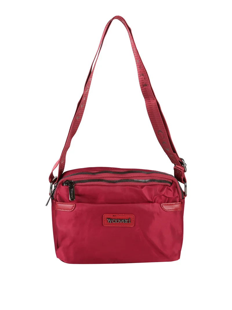 Borsa a tracolla da donna in nylon - bordeaux