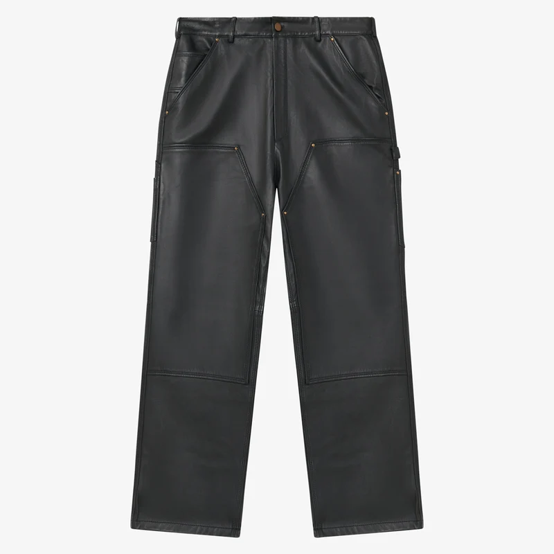 Lederhose Herren | Schwarze Lederhose mit doppeltem Kniebereich