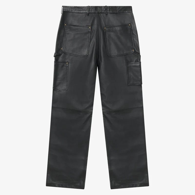 Lederhose Herren | Schwarze Lederhose mit doppeltem Kniebereich