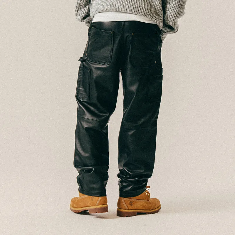 Lederhose Herren | Schwarze Lederhose mit doppeltem Kniebereich