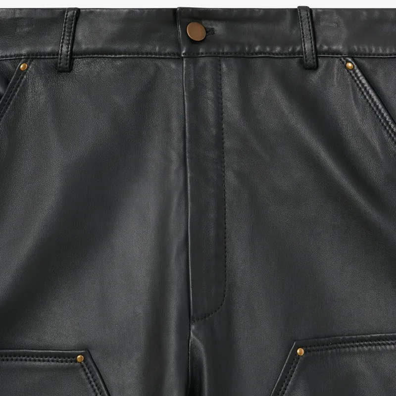 Lederhose Herren | Schwarze Lederhose mit doppeltem Kniebereich