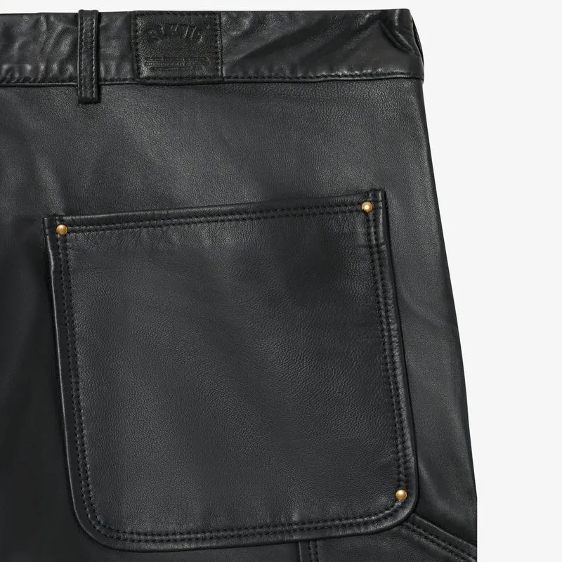 Lederhose Herren | Schwarze Lederhose mit doppeltem Kniebereich