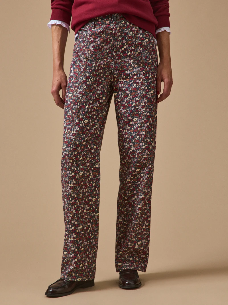 Damenhose mit weitem Bein aus Liberty-Stoff Petal&Daisy