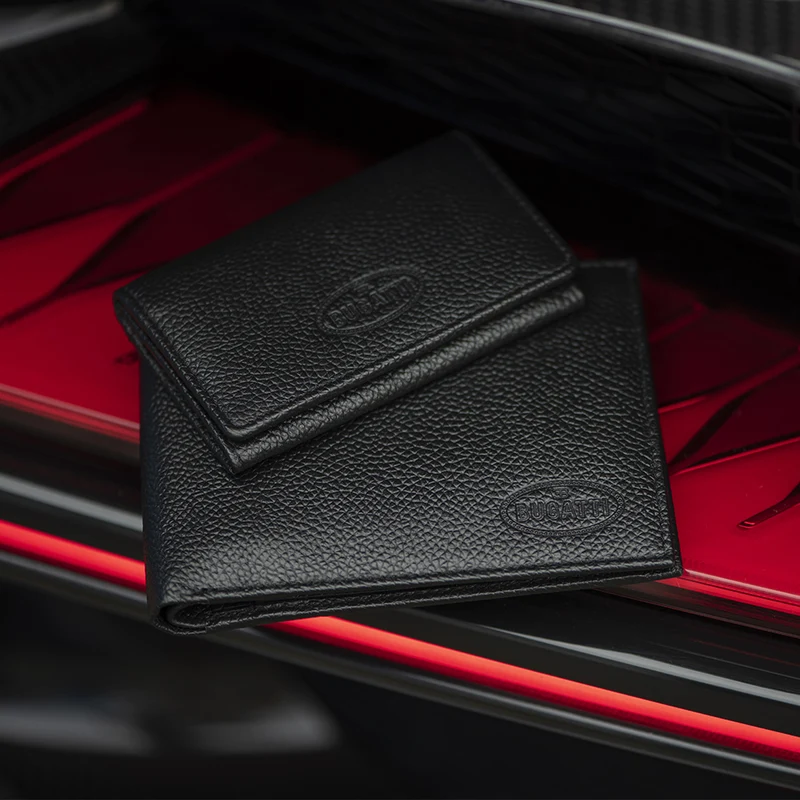 BUGATTI BLACK LEATHER MACARON WALLET