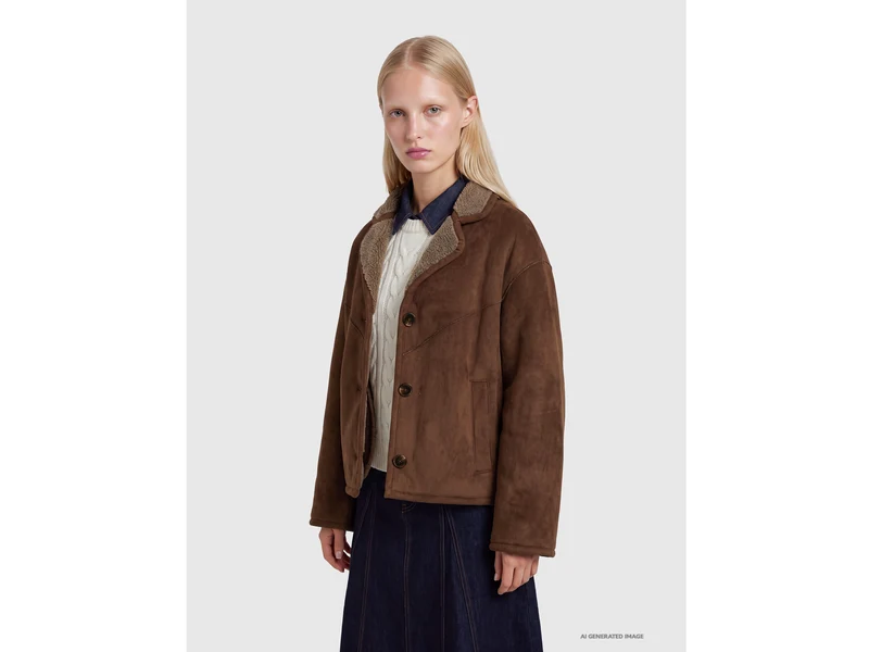 Kurze Jacke in Schaffelloptik