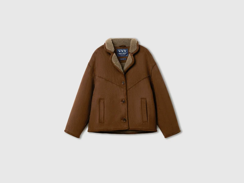 Kurze Jacke in Schaffelloptik