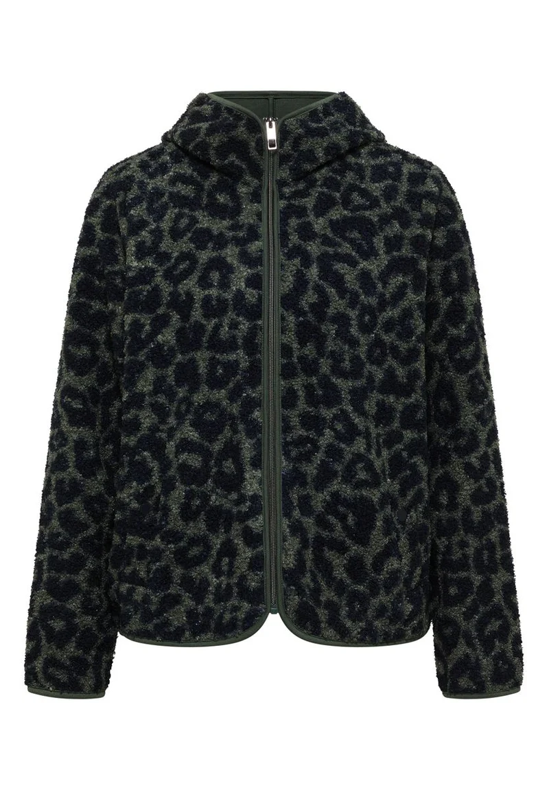 Teddy-Jacke mit Kapuze und Leo-Muster