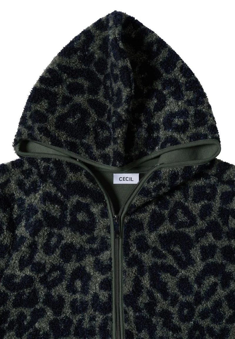 Teddy-Jacke mit Kapuze und Leo-Muster