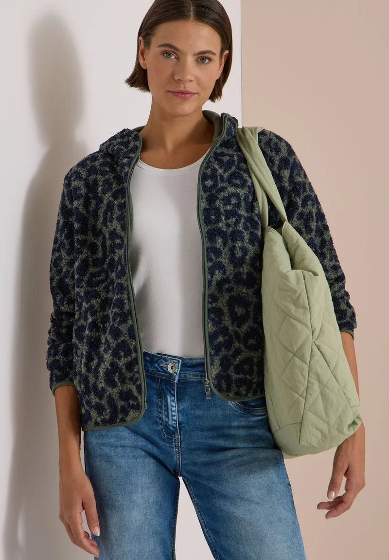Teddy-Jacke mit Kapuze und Leo-Muster