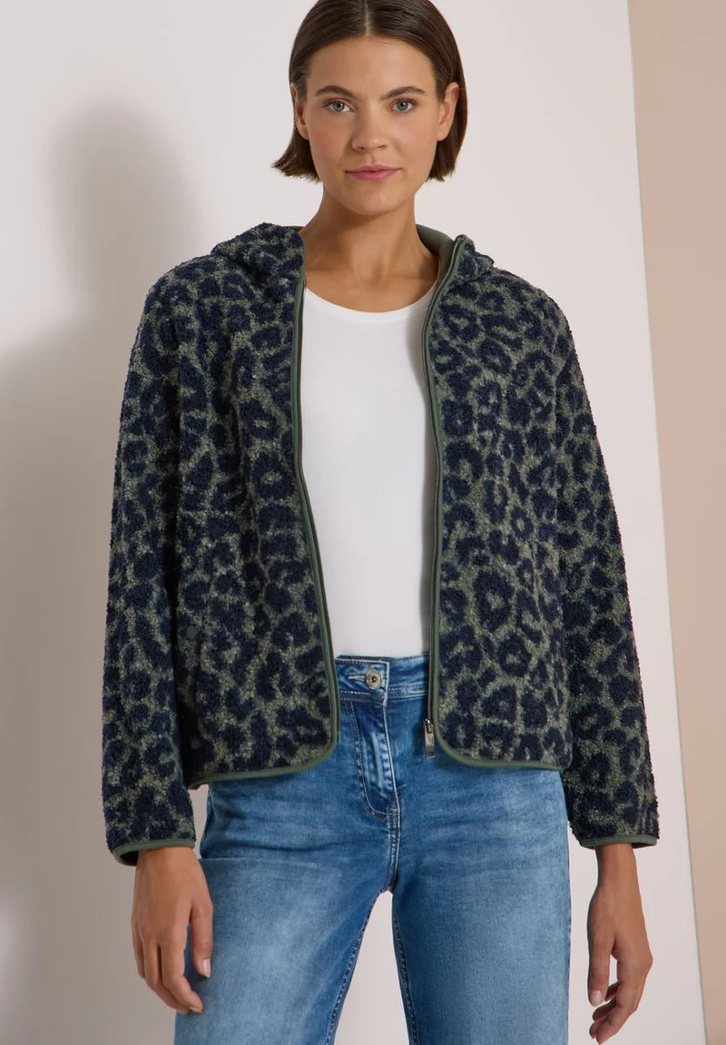 Teddy-Jacke mit Kapuze und Leo-Muster