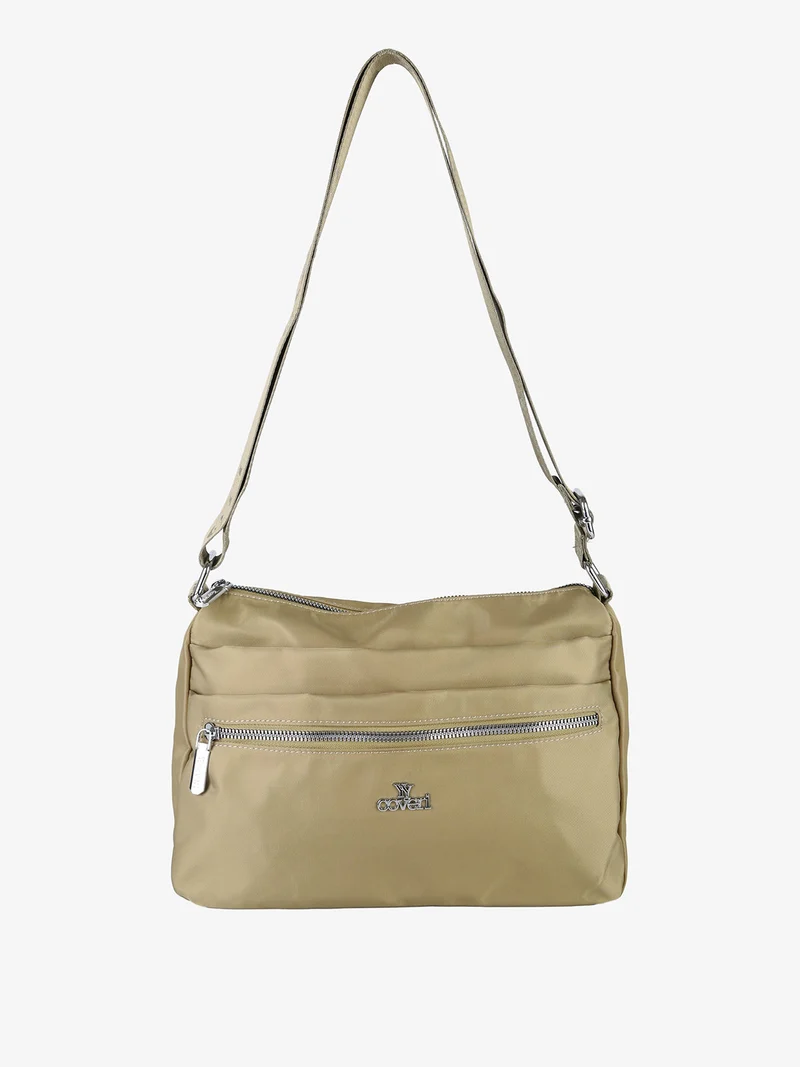 Borsa a tracolla da donna in nylon - taupe