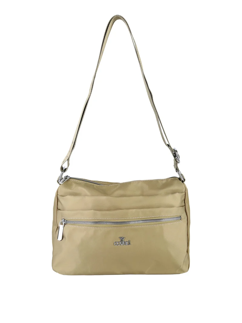 Borsa a tracolla da donna in nylon - taupe