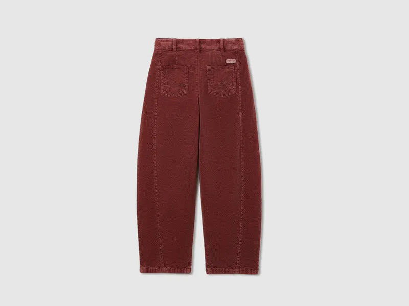 Vintage-gewaschene Samthose in Fassform