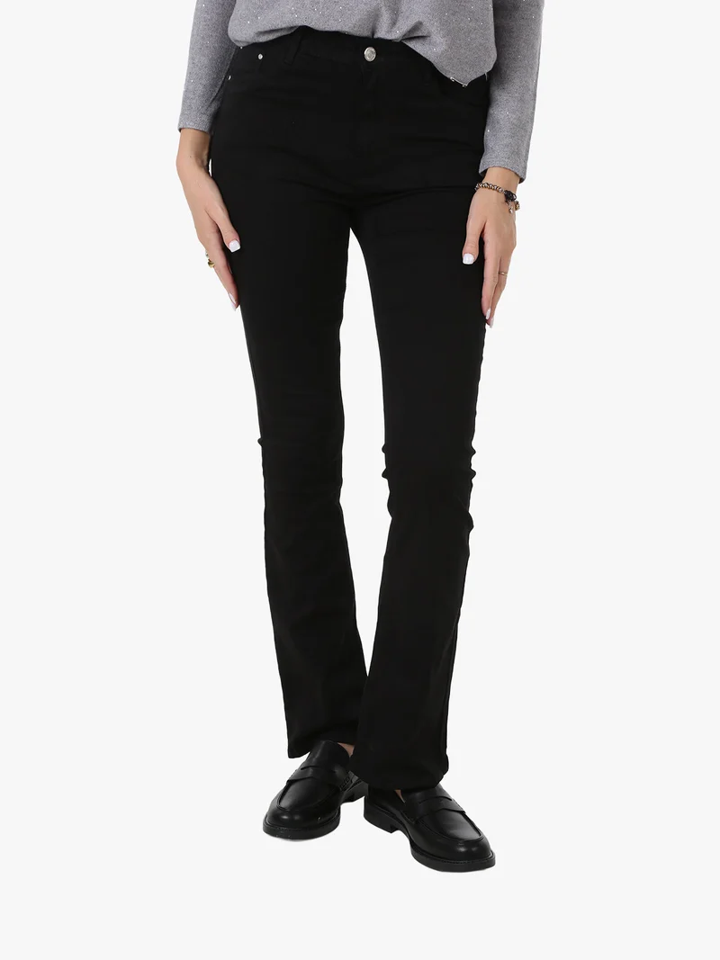 Pantaloni donna jeans a zampa - nero