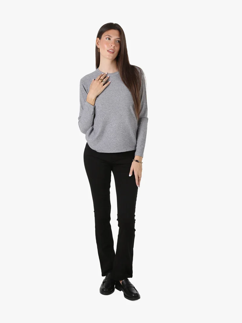 Pantaloni donna jeans a zampa - nero