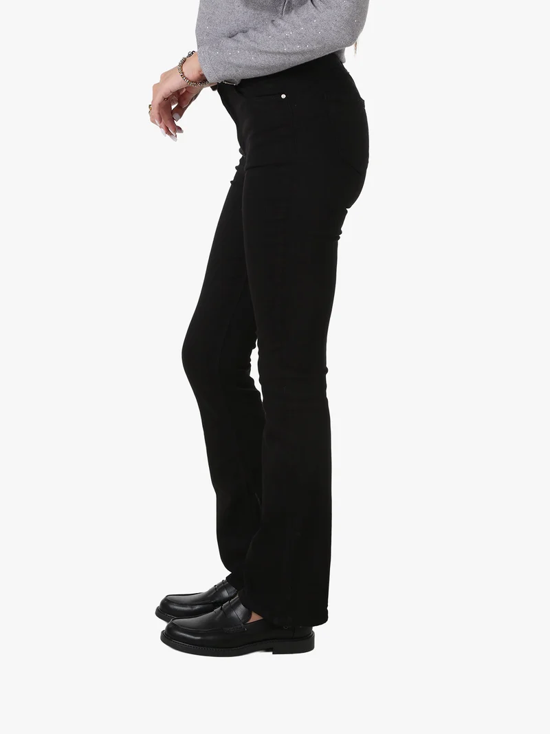 Pantaloni donna jeans a zampa - nero