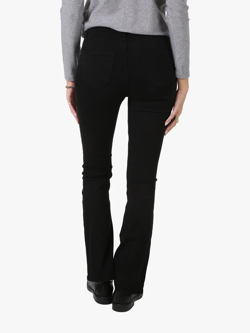 Pantaloni donna jeans a zampa - nero