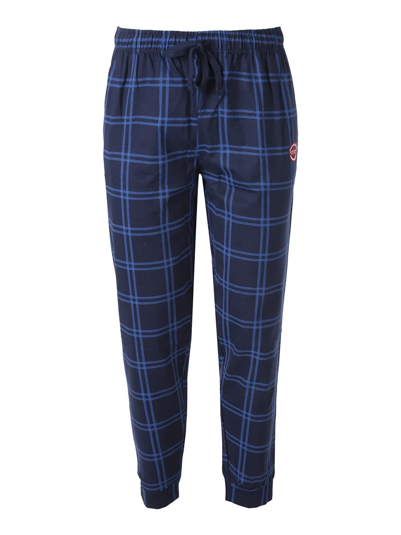 Pigiama lungo da uomo in caldo cotone con pantaloni a quadri - blu