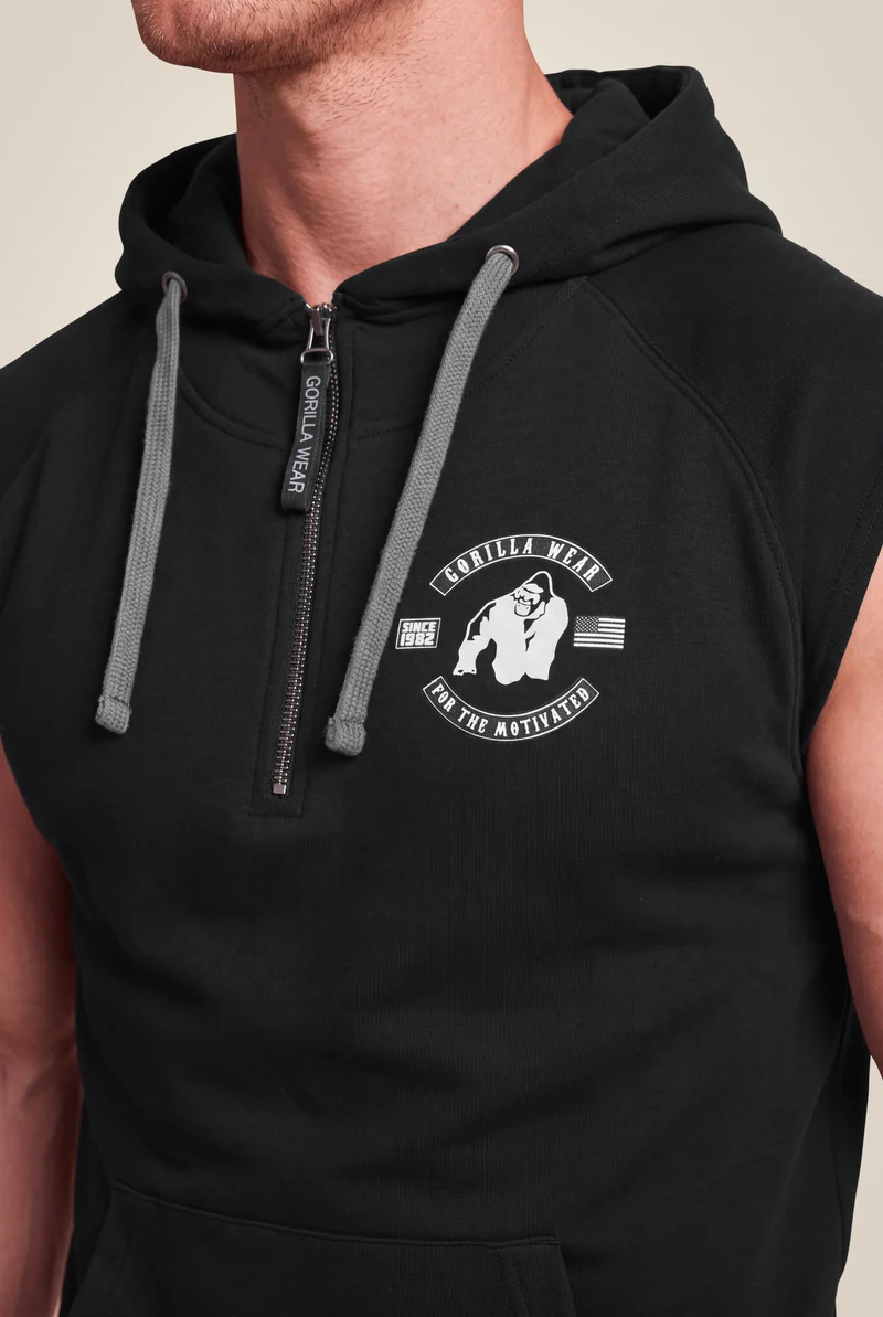Huntley Sleeveless Hoodie - Black