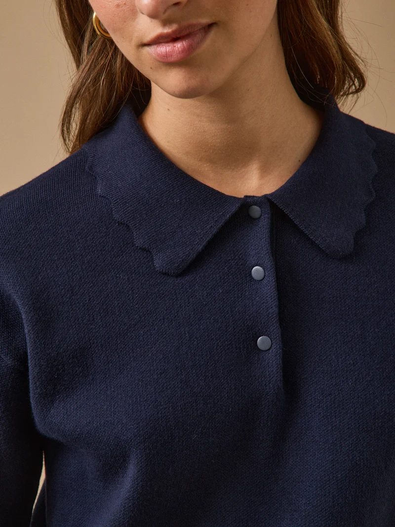 Damen-Polohemd aus Bio-Baumwolle und Cashmere
