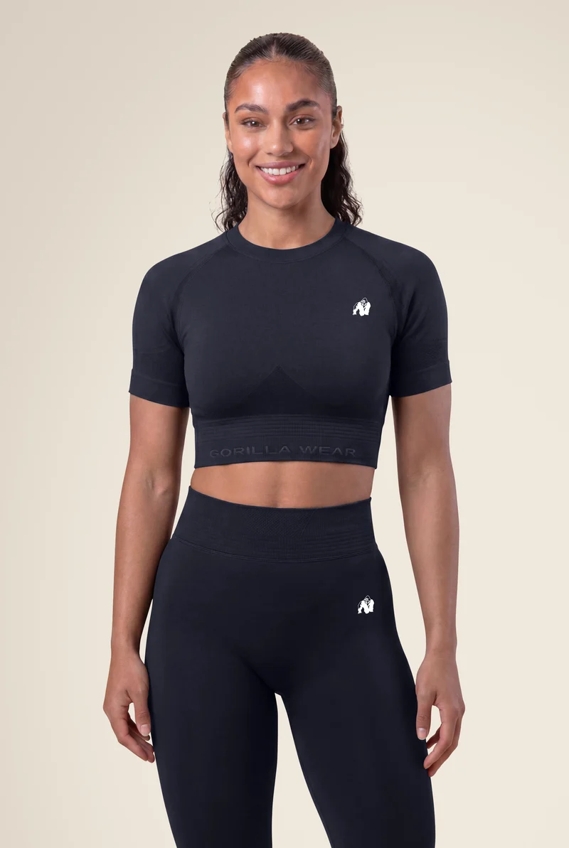 Whitney Seamless Crop Top - Black