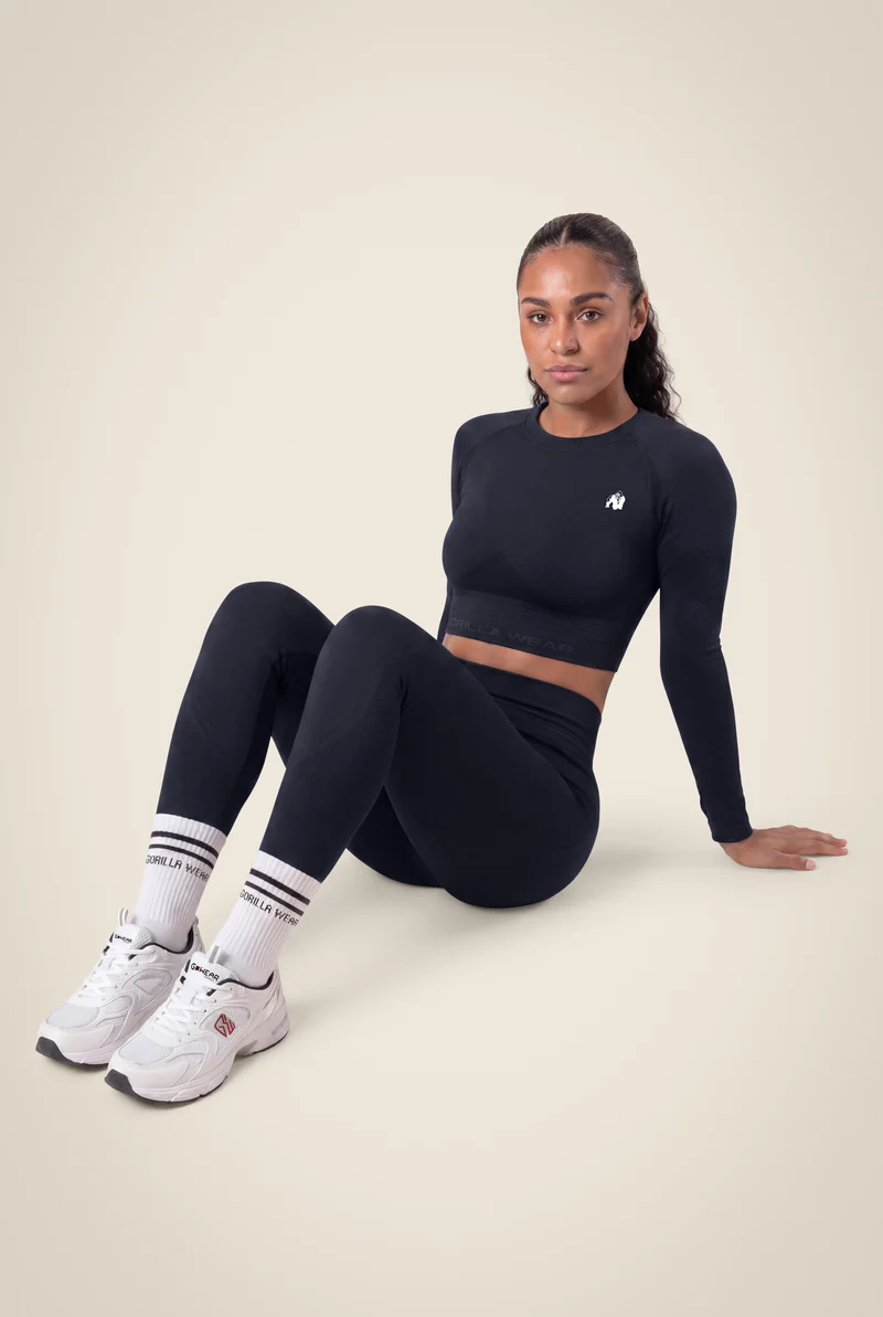 Whitney Seamless Crop Top - Black