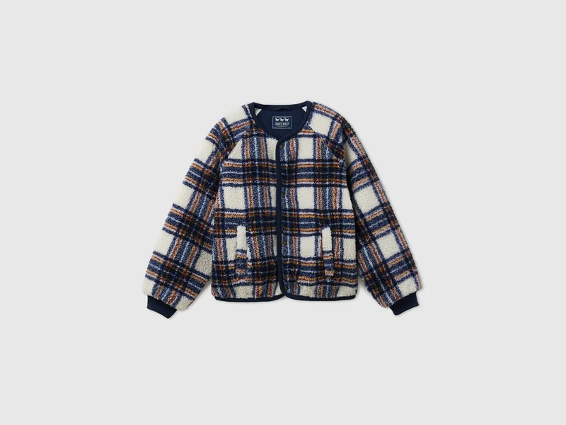 karierte Pelzbomberjacke