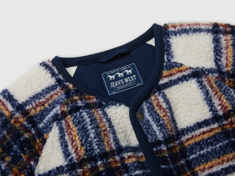 karierte Pelzbomberjacke