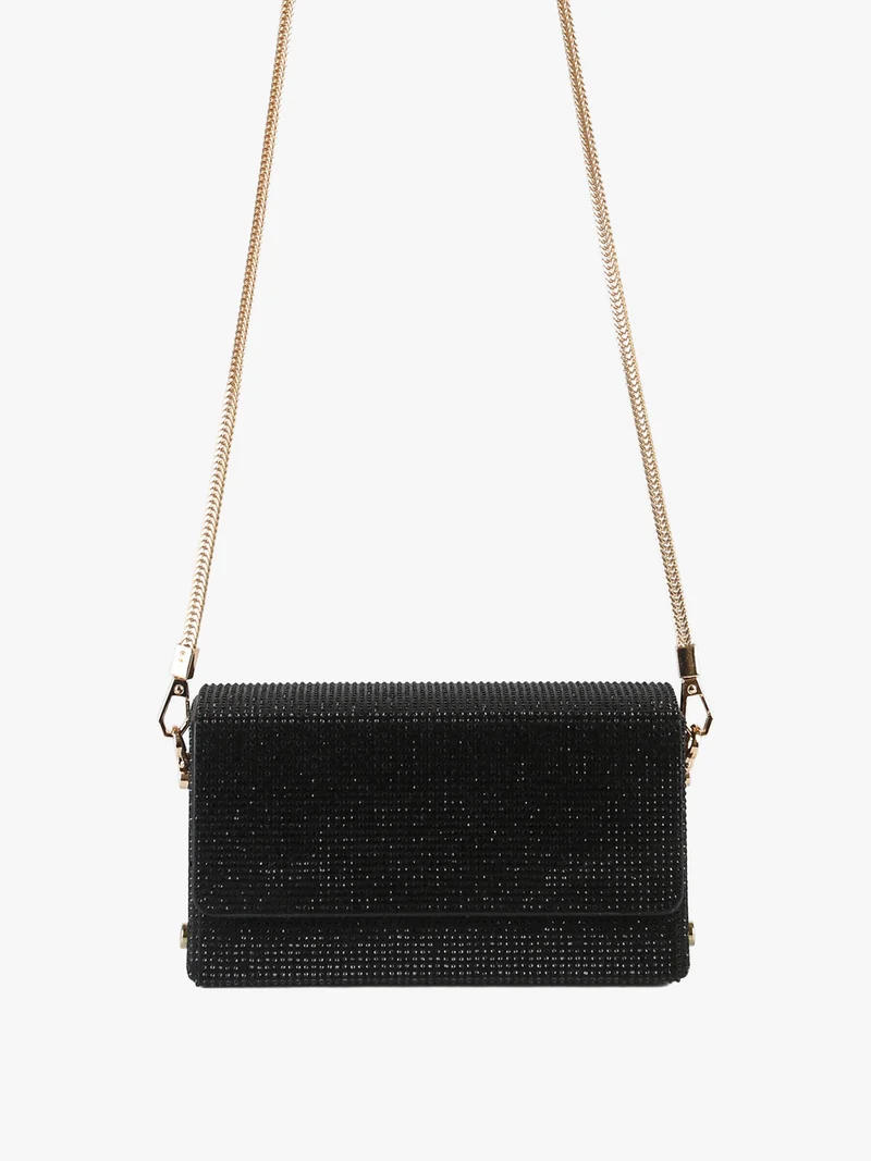 Pochette elegante da donna con strass - nero