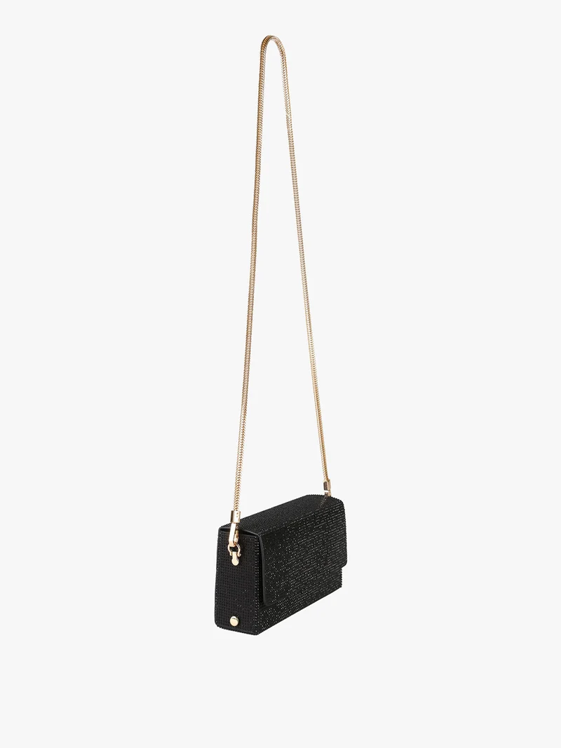 Pochette elegante da donna con strass - nero