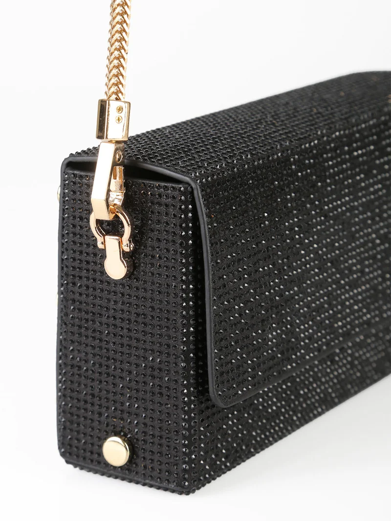 Pochette elegante da donna con strass - nero