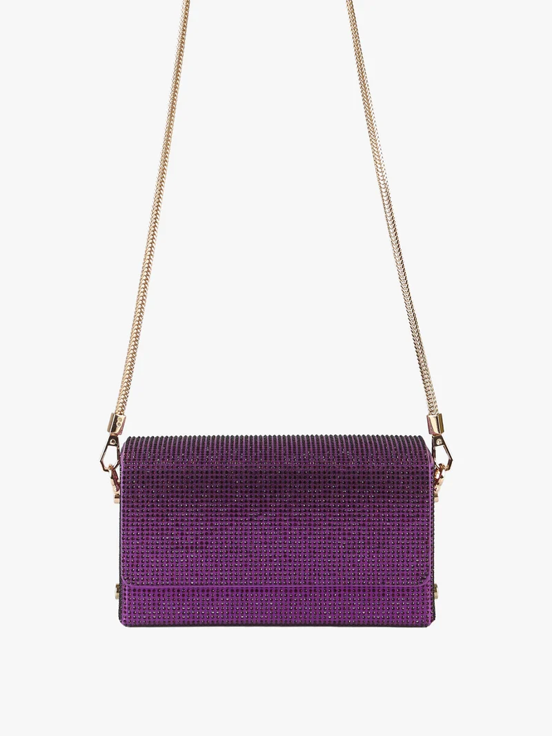 Pochette elegante da donna con strass - viola