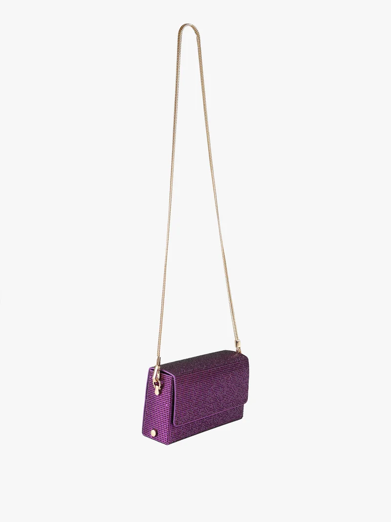 Pochette elegante da donna con strass - viola