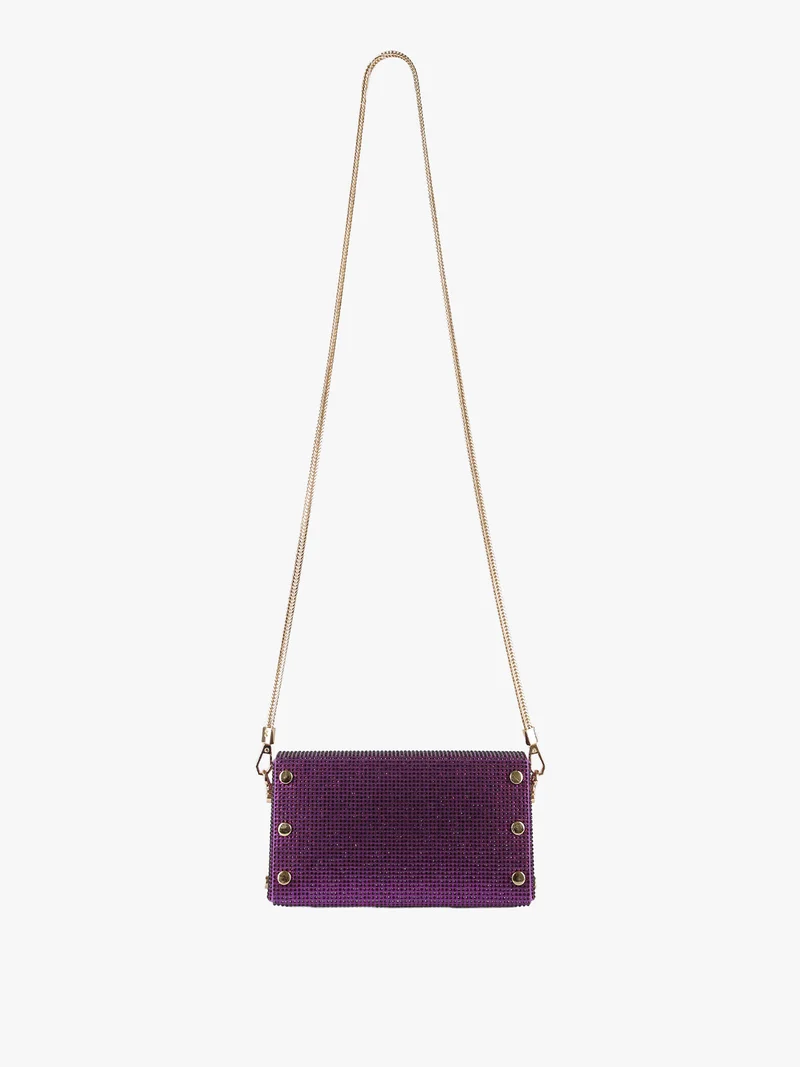 Pochette elegante da donna con strass - viola