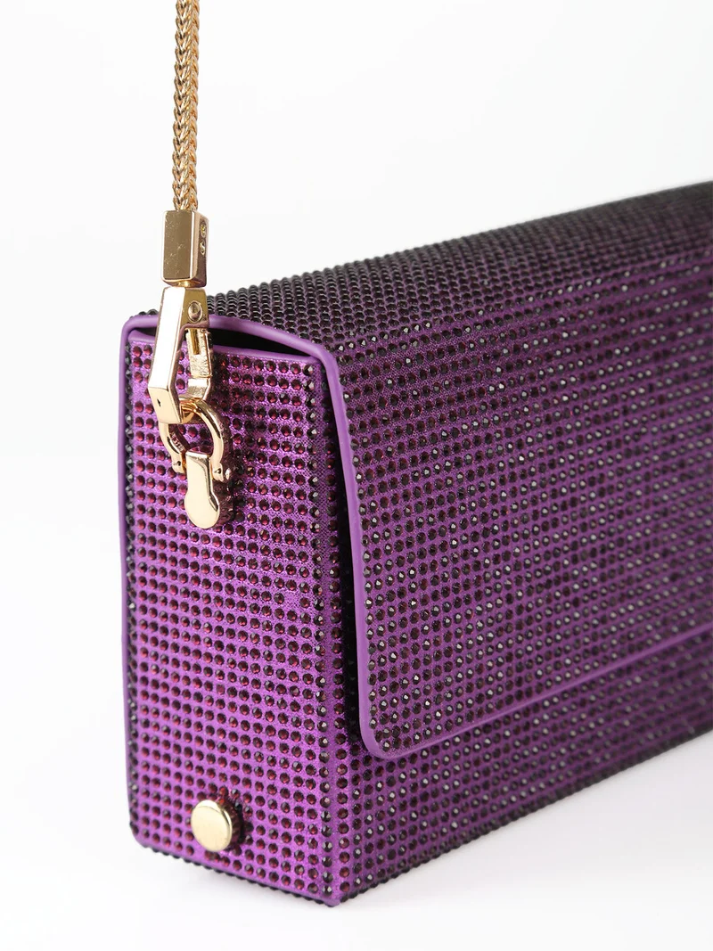 Pochette elegante da donna con strass - viola