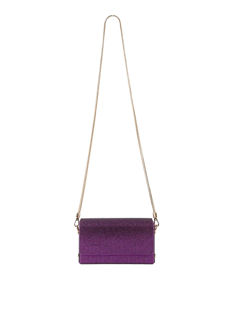 Pochette elegante da donna con strass - viola