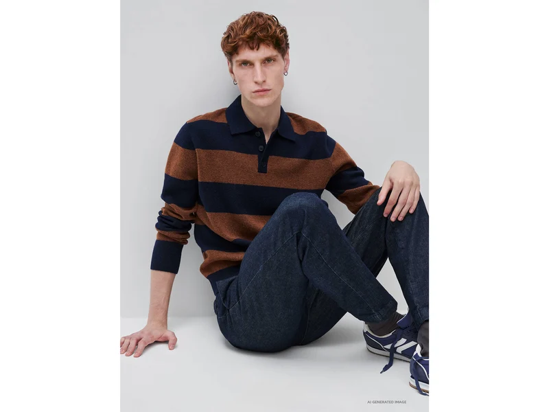 Gestreiftes Strickpolohemd