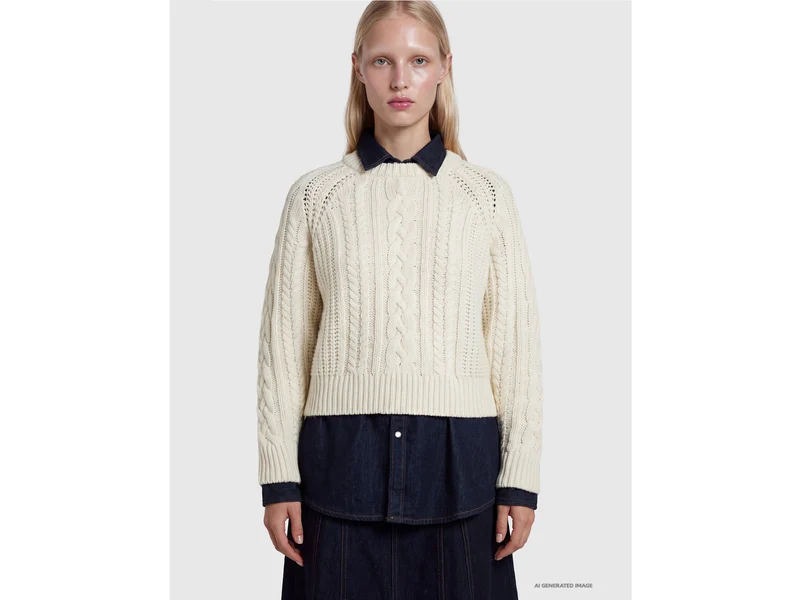 Zopfstrickpullover aus 100 % Wolle