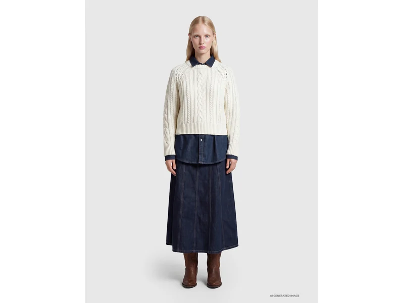Zopfstrickpullover aus 100 % Wolle