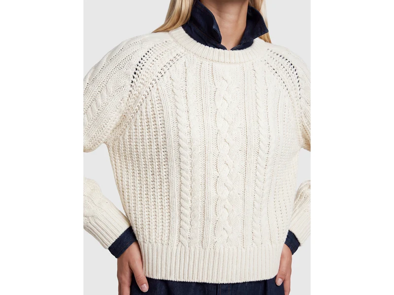 Zopfstrickpullover aus 100 % Wolle