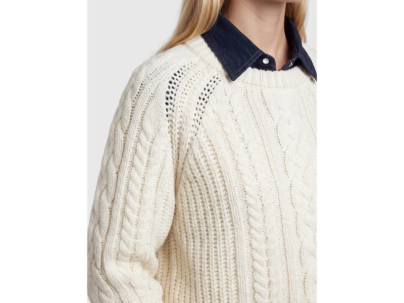 Zopfstrickpullover aus 100 % Wolle