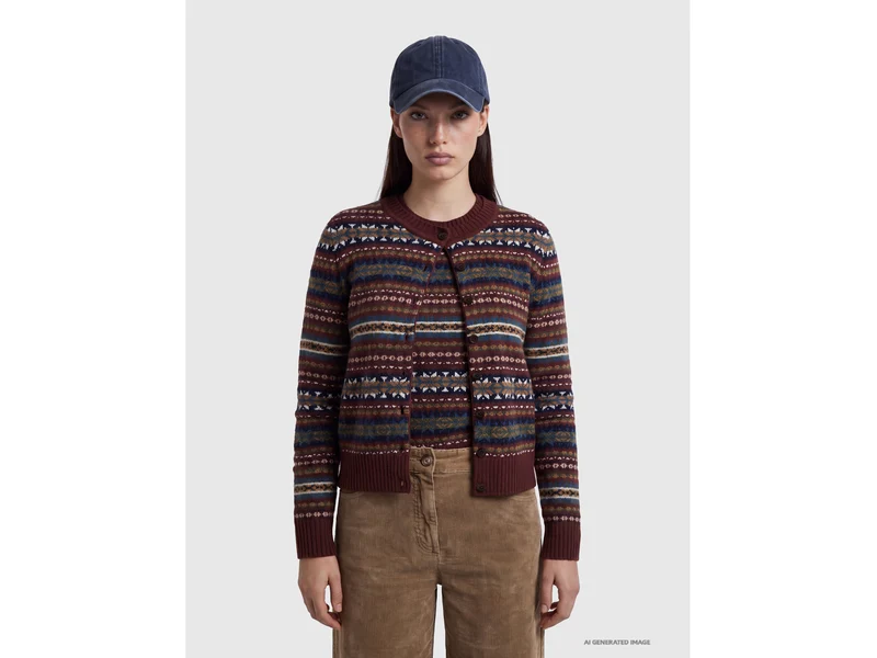 Strickjacke aus Wollmischung mit Jacquardmuster