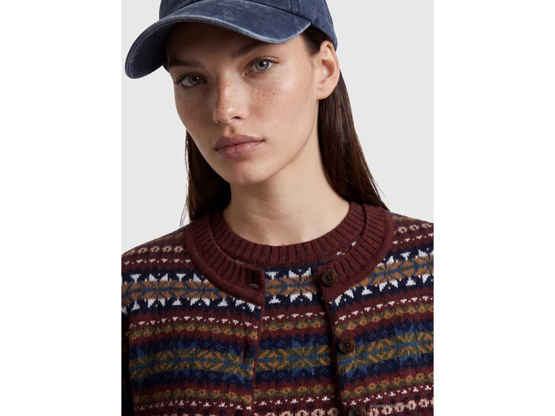 Strickjacke aus Wollmischung mit Jacquardmuster
