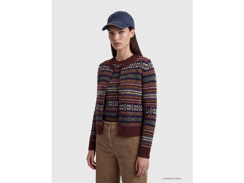 Strickjacke aus Wollmischung mit Jacquardmuster