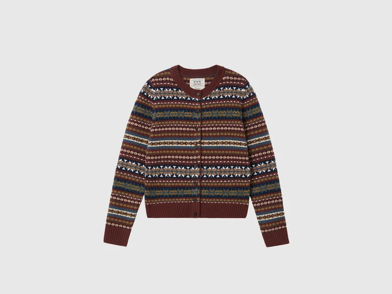 Strickjacke aus Wollmischung mit Jacquardmuster