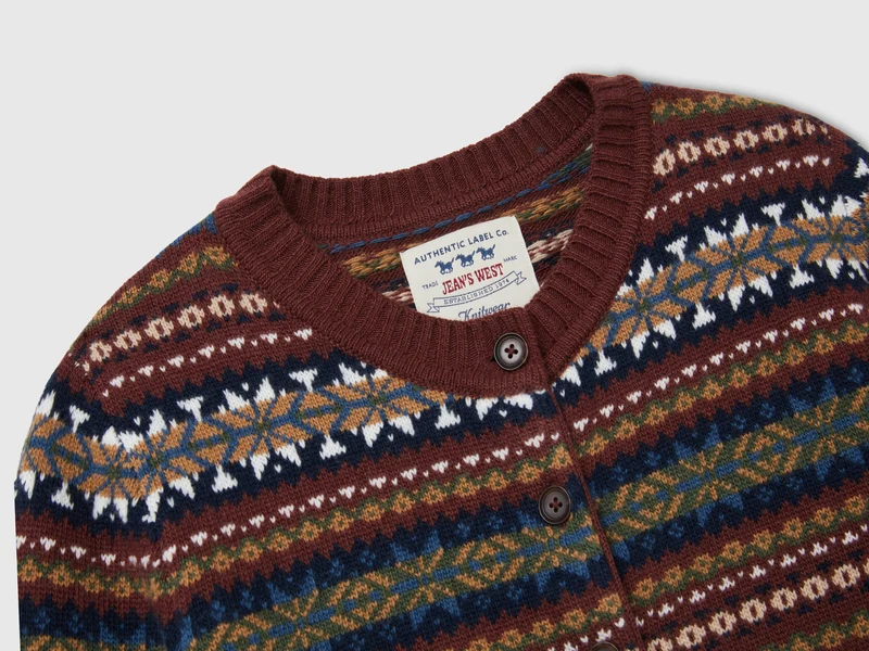 Strickjacke aus Wollmischung mit Jacquardmuster