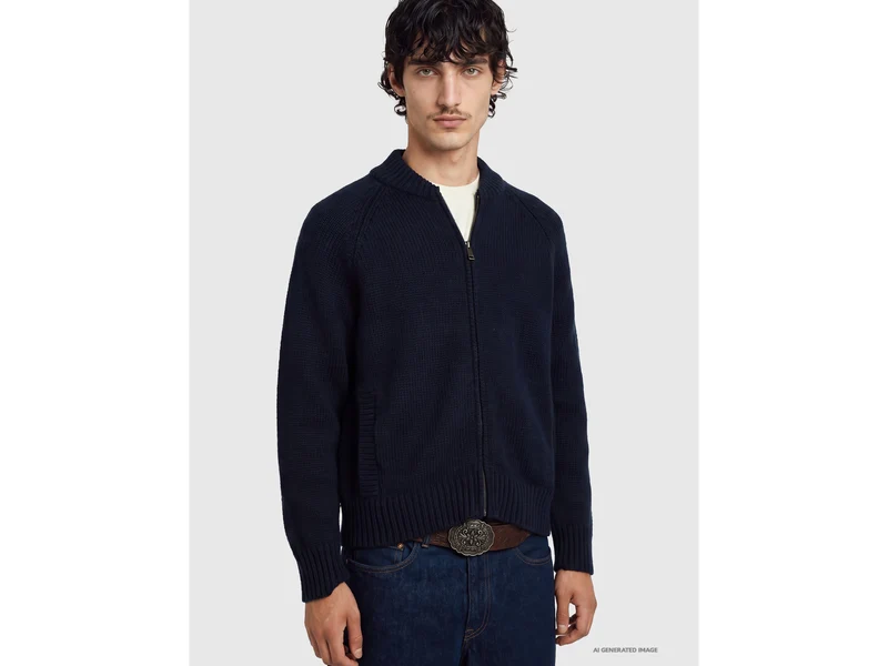 Strickjacke mit Reißverschluss aus 100 % Wolle