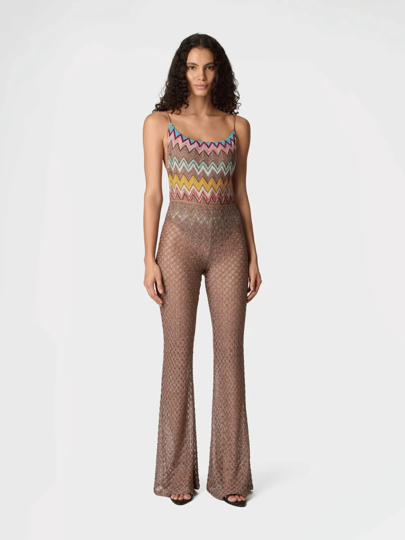 Strandhose aus Lamé-Viskose mit Spinnennetz-Muster