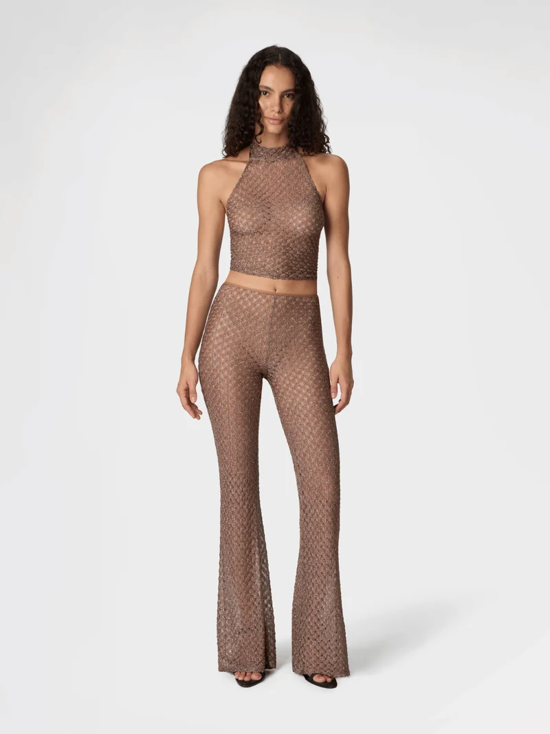 Strandhose aus Lamé-Viskose mit Spinnennetz-Muster