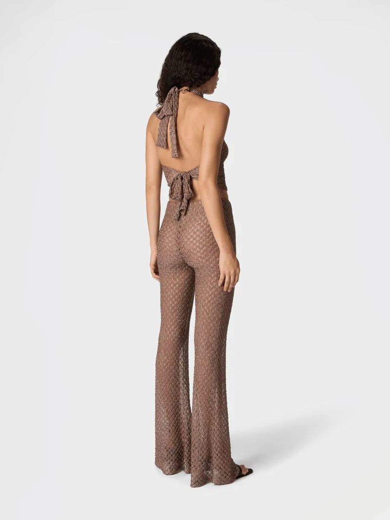 Strandhose aus Lamé-Viskose mit Spinnennetz-Muster